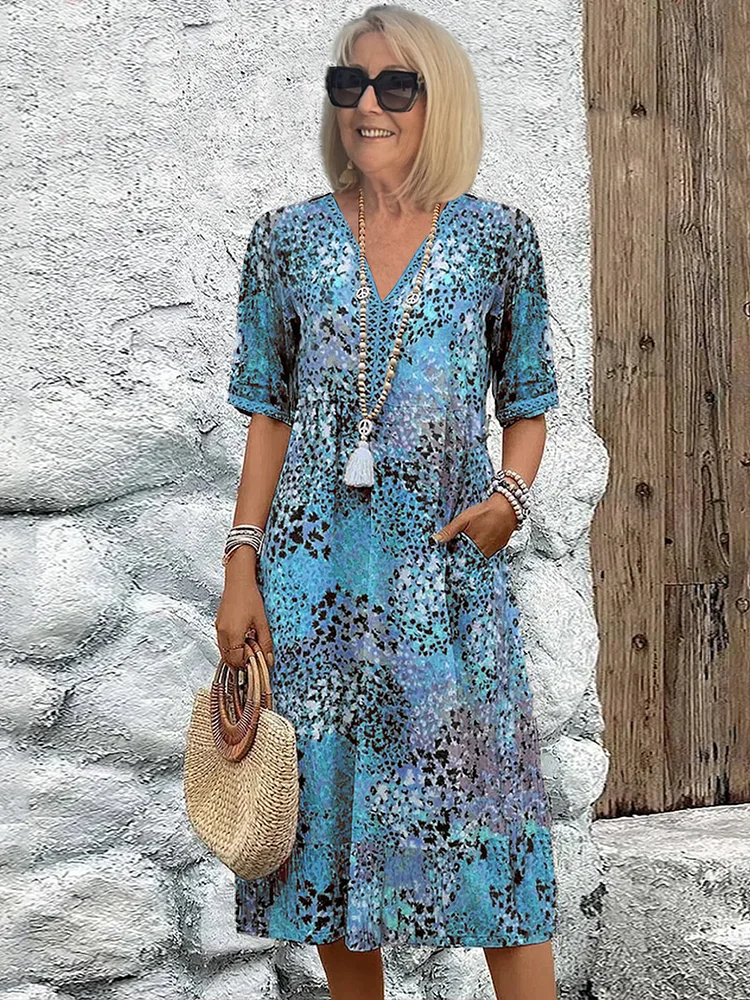 Natalie | Vibrant Pattern Midi Dress