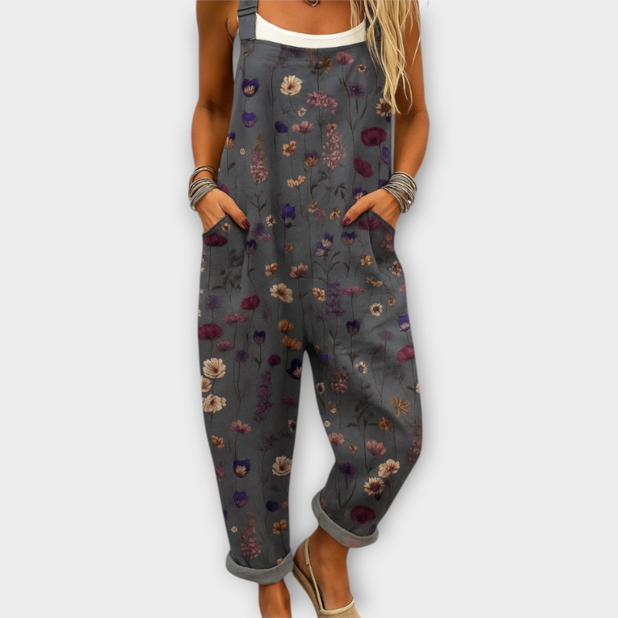 Noelle | Retro Elegant Floral Print Jumpsuit