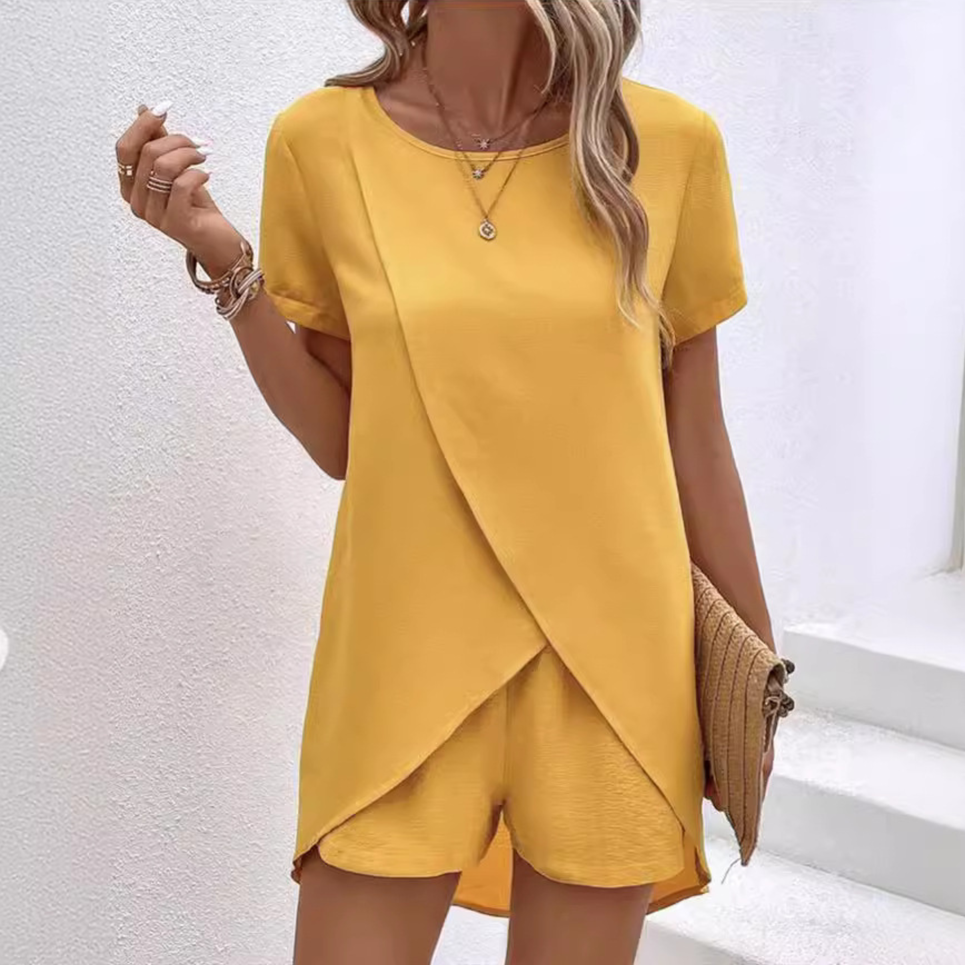 Melanie | Elegant Summer Slit Shirt Set