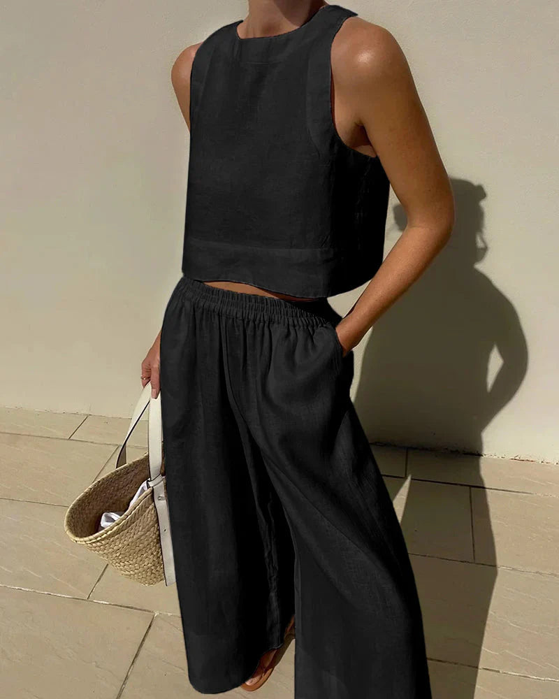 Karina | Casual Sleeveless Capri Pants Set